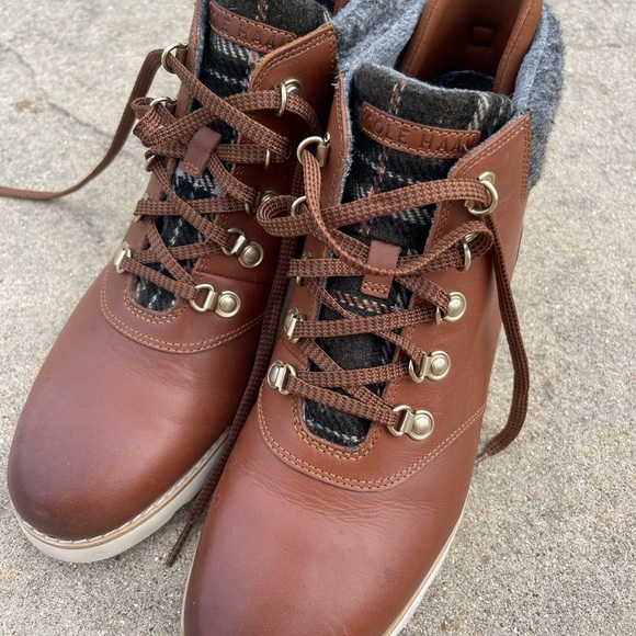 COLE HAAN BROWN Leather Boot Sneaker Plaid Detail - Picture 7 of 7